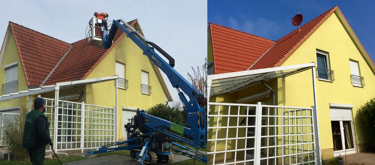 Dacharbeiten mit Hebebühne
